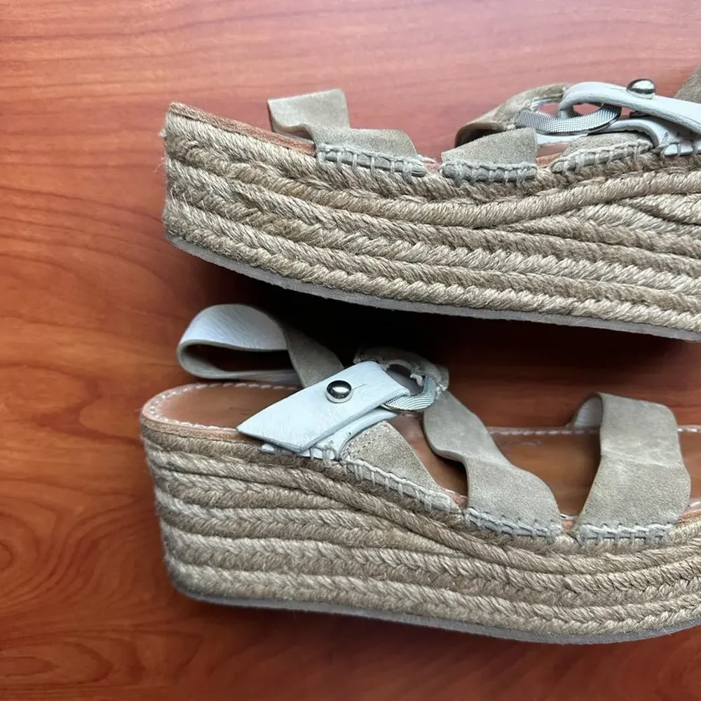 Rag & Bone August Espadrille - Suede Leather Platform‎ Sandal Light Sand 39 9